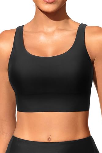 Yonique Women Sports Bra Bikini Top Swim Bra Athletic Swim Top Scoop Neck Bathing Suit
