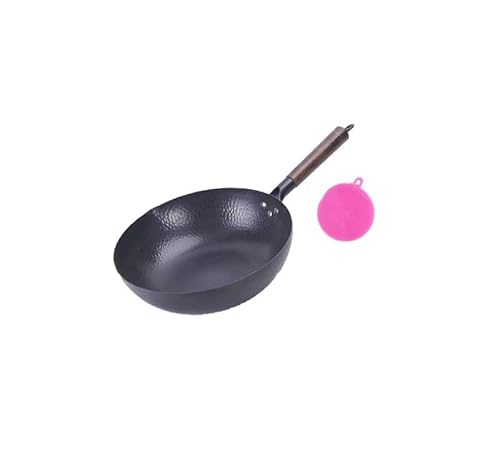 Carbon Steel Wok Pan - 13” Wok Pan With Lid,Forge Iron Pot， Woks & Stir-Fry Pans, No Chemical Coated Chinese Wok With 4 Cookware Accessories Flat Bottom Wok For Electric, Gas, All Stoves (12.9-Inch) #TOP23