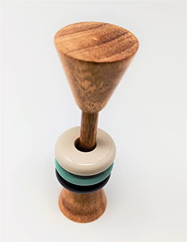 Image of A&A Kreative Wooden Rattle Handcrafted for Toddler Kids Children (Dumbell-Rings)