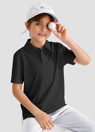 Mivie Camisa polo de desempenho para meninos - Camiseta de gola de manga curta Golf Grid juvenil str