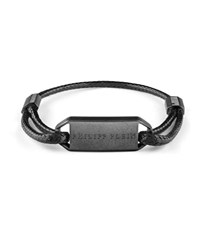 Philipp Plein Herren Armband Textil Edelstahl IP Gun PLEIN TAG PJ0AA05BU