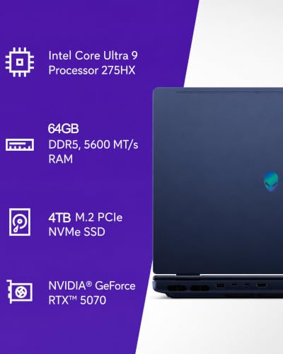 Image of Alienware 16X Aurora Gaming Laptop 16'' 2.5K RTX 5070 Intel Ultra 9 275HX