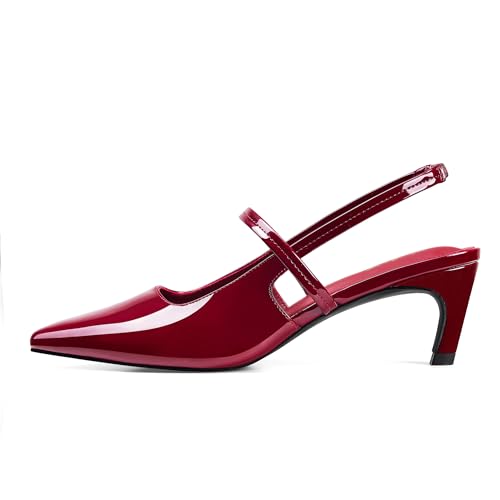 Elisabet Tang Women's Pointed Toe Slingback Kitten Heel Pump Closed Toe Dress Shoes Adjustable Strap Party Pumps Sexy Shoes2