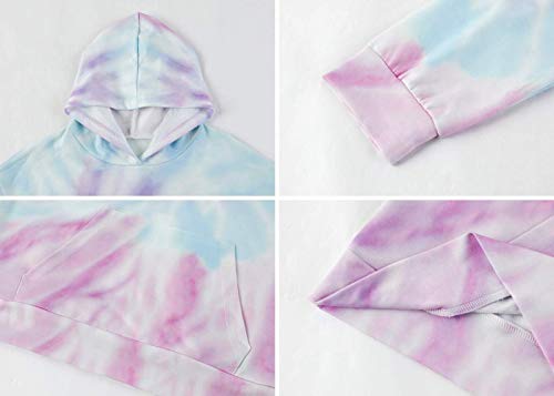 Image of GAMISOTE Unisex Kids Tie Dye Sweatshirt Boys Girls Hooded Kangaroo Pocket Pullover Hoodies
