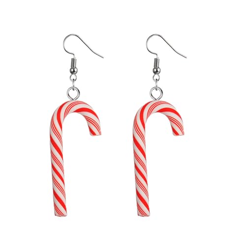 Cane Candy Earrings for Women Cute Fun Candy Cane Dangle Earrings Christmas Holiday Party Jewelry Accessories Gifts-A01