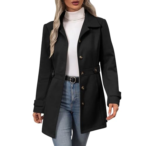 Image of RRMuAzgs Womens Fitted Long Peacoat Women