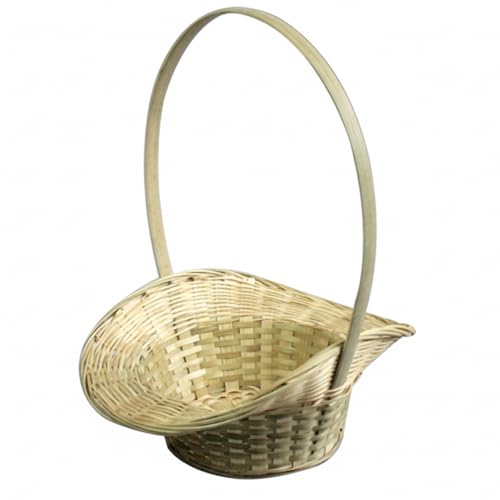Cesta de bambú, cesta de jardín con mango resistente para recolección de frutas, recolección de flores, picnic y decoración del hogar (caqui, 13, 4 pulgadas) de cosecha de bambú