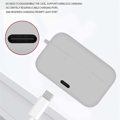 Image of Aniex Silicone Case Cover for realme Buds T500 Pro, Shockproof, Anti-Slip, Dustproof, Scratch Resistant, with Carabiner Hook, Full Body Protection (Grey)