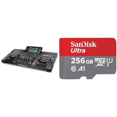 Denon DJ SC LIVE 4 - Standalone DJ-Controller & SanDisk Ultra Android microSDXC UHS-I Speicherkarte 256 GB + Adapter (Für Smartphones und Tablets
