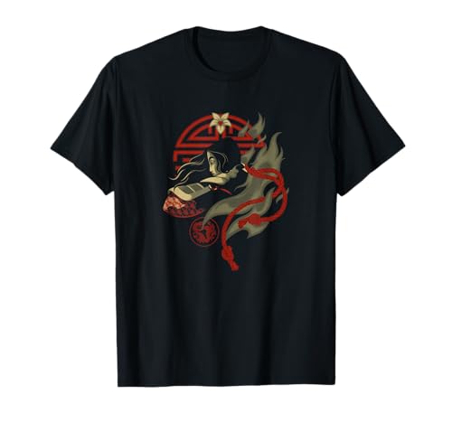 T-shirt Disney Mulan Fighting Spirit coton noir imprimé sigil