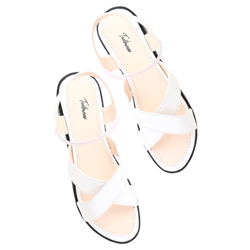 Image of Todhwear Women's Cross-Strap Block Heel Sandals, Gold, Chunky High Heel with Ankle Elastic Strap, Open Toe Wedges