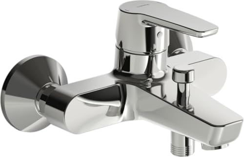Hansa 51442193 Badewanne Mischbatterie für Wandaufbau HANSAPINTO | automatische Rückstellung Brause/Wanne, Luftsprudler | 20/19l/min, Ausladung: 157 mm