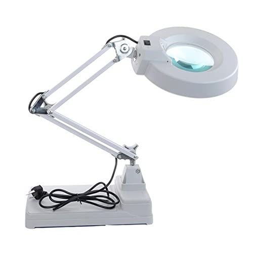 Lupa Lupa de sobremesa Lámpara LED Lente Dioptría Brazo Ajustable Ayudas de Lectura Plegables para Baja visión Regulable para Trabajos cercanos Lupas de Costura