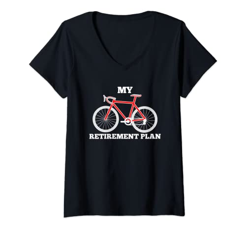 Mujer Funny My Retirement Plan Ciclista Bicicleta Bicicleta Ciclismo Regalo Camiseta Cuello V