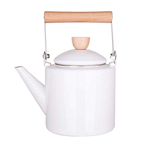 Emaille Tee Kessel-Weiß Emaille Japanischer Emaille Kessel Verdickungspfeife Ball genannt Topf Home Induktionsherd Kessel Gas Teekanne