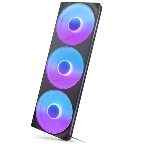 Image of NZXT F420 RGB Core - 420mm Single-Frame Fan Unit with 3 x 140mm RGB Fans - Speed & Lighting Control - High Static Pressure & Airflow - Fluid Dynamic Bearings - 8 aRGB LEDs Per Fan - Black