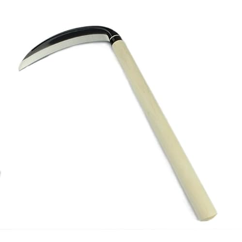 KEAAN Grass Hoe Weeding Tools for Garden Hand Tool Weed Removal Tool - Stainless Steel Blade Very Sharp (Crescent shaped curved blade)