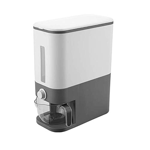 Muugo Rice Bucket Rice Storage Box Large Sealed Grain Container Kitchen Food Grain Storage Container Household Rice Bucket Storage Box Metering Cylinder with Automatic Rice Storage Tank (Gray)