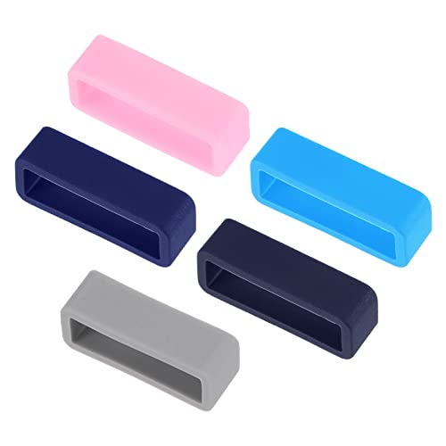 uxcell Watch Band Strap Loops, 22mm Width Rubber Fastener Loop Silicone Watch Holder Keeper for Watch Band 5 Color 10 Pcs