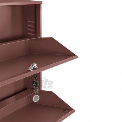 Image of DELITE KOM AIRO 24 inch 6 Shelf Double Decker Metal Shoe Rack Wall Mount for Home with Lock | Air-Vent Panels Keep Shoes Odour-Free | 18 Shoes /30 Slippers | 1Yr Warranty | 41x24x8 Coffee | DIY