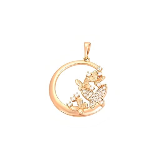 Collier plaqué or jaune 750/1000 et papillon cristal de haute bijouterie