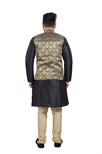 Image of Sadree Silk Men's Kurta Pajama Waistcoat or Nehru Jacket Set