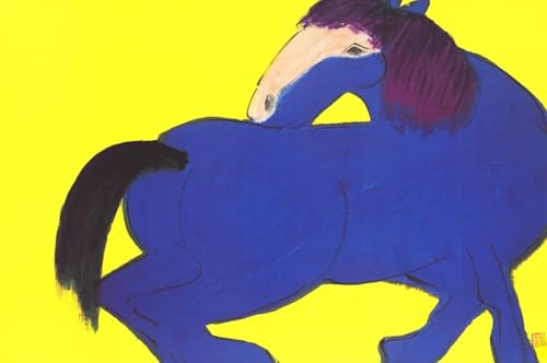 Walasse Ting Un Cheval Bleu impression sur toile déco salon colorée