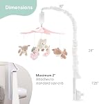 The Peanutshell Crib Mobile pour les filles - Crèche musicale rose et blanc avec 12 Lullabies, Décoration de la petite chambre de bébé forestière