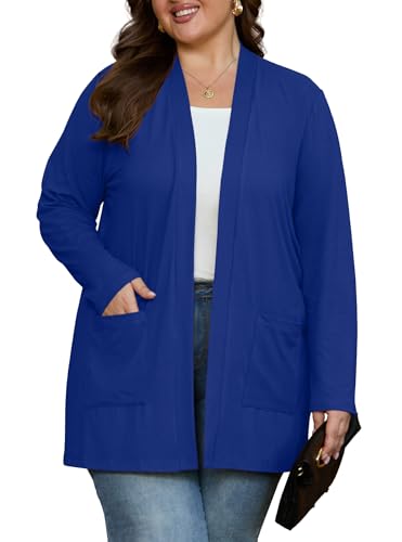 Image of OLRIK Plus Size Cardigan for Women 2026 Lightweight Open Front with Pockets