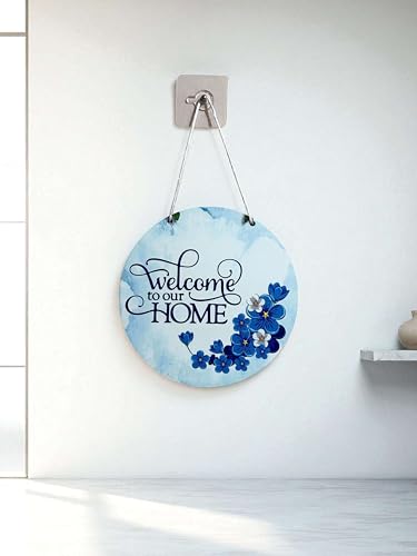 Image of DECORIQUE Wooden Wall Hanging Welcome Sign - Decorative Quote Board for Home, Door, Entrance, Hall & Office - Rustic Wall Art & Housewarming Gift Item