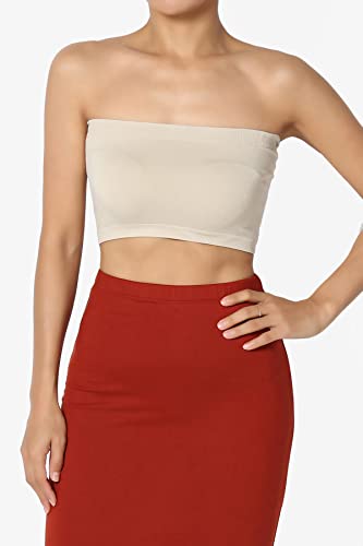 Image of TheMogan Women's Seamless Bandeau Bra Tube Top Strapless Nylon /Span Stretch Bralette