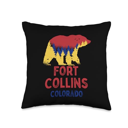 Fort Collins Colorado Rocky Mountains CO Black Bear Throw Pillow