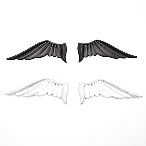 3D Metal Angel Wing Emblem Car Styling Motorcycle Accessories Metal Badge Stickers Label Emblem Car Stickers (Blsck) #TOP4