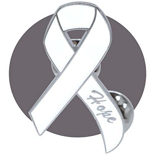 Lung Cancer Pin, White Ribbon Pin