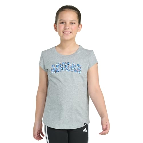 adidas Girls' Short Sleeve Essential Heather Tee
