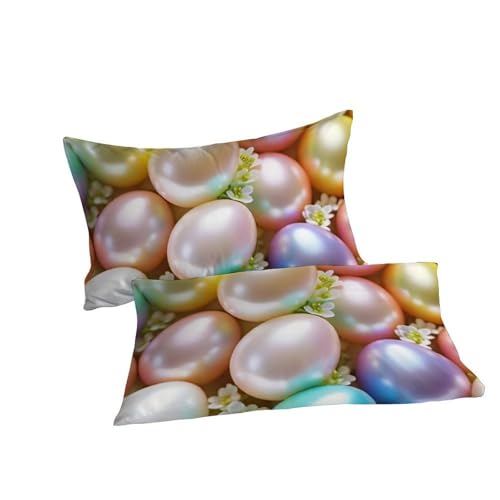 Housse de couette 260x220 oeufs de fleurs taies d'oreiller microfibre 3D