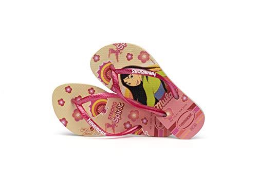 Chinelo Slim Princess, Havaianas, Meninas, Bege Palha/Vermelho, 29/30