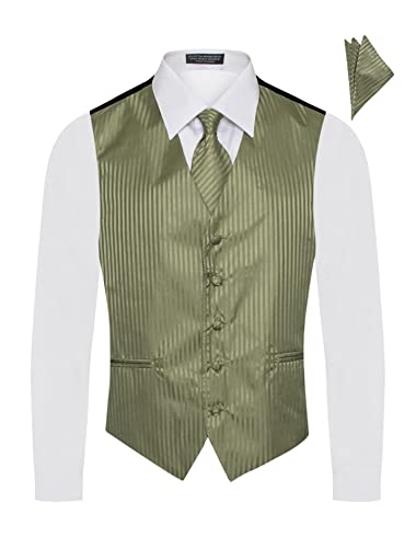 Men's Premium Vertical Lines Tone on Tone Stripes Vest - Necktie – Bow Tie