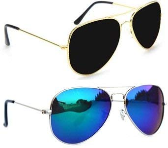 Latexo Men's Aviator Sunglasses Silver mirror finish googles