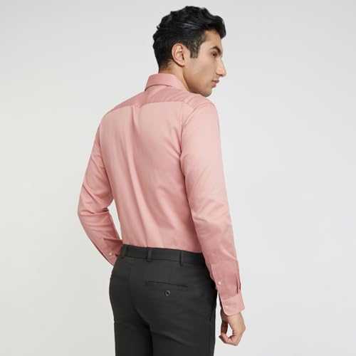 Image of Raymond Men's Slim Fit Solid Pattern Pure Cotton Semi Cut Away Collar Full Sleeve Formal Shirt
