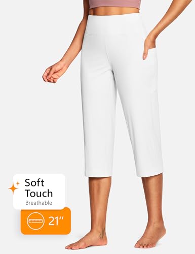 Image of ISEEGZ 15 inch / 18 inch / 21 inch / 25 inch Capri Pants for Women High Waist with Pockets Women's Capris Workout Yoga Pants Loose Straight Leg