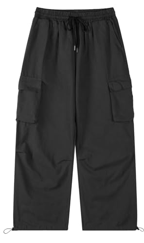 Men's Casual Cargo Pants Elastic Waist Drawstring Street Hip Hop Trousers with Pockets4