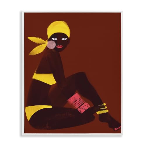 'Woman Sitting Yellow Swimsuit'| Framed Giclee Art