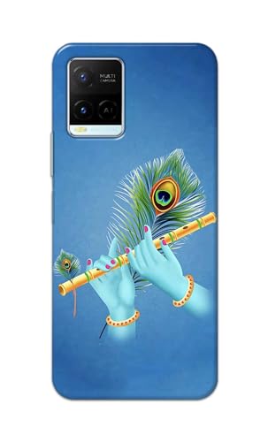 Image of PRINTFIDAA Printed Hard Back Cover Case for Vivo Y21 | Y21T | Y21s | Y21e | Y21A | Y21G | Y33S | Y33T | Y32 | Vivo T1x Back Cover (Flute in Krishna Hands) -112