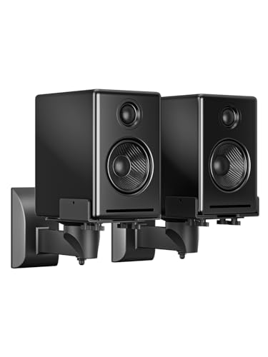 suptek Small Dual Side Clamping Bookshelf Speaker Wall Mounting Bracket for Small Surrounding Sound Speakers, Hold up to 55lbs Black SPM201SB