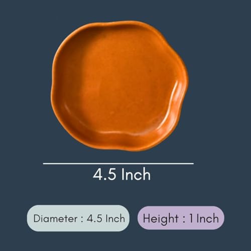 Image of WEAVING HOMES Luxurious Premium Rust Handmade Dessert Plate Set (2) - Ceramic, Dessert, Handmade, Kitchenware