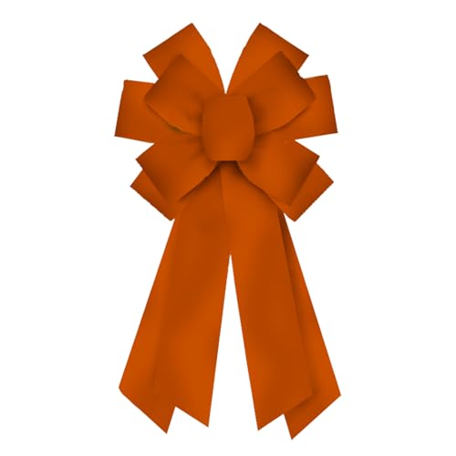 ABTOLS Large Orange Bow for Wreath, Fall Solid Wreath Autumn Bow for Front Door, Farmhouse Burlap Ornament Tree Topper for Thanksgiving Farm Indoor Outdoor Decor