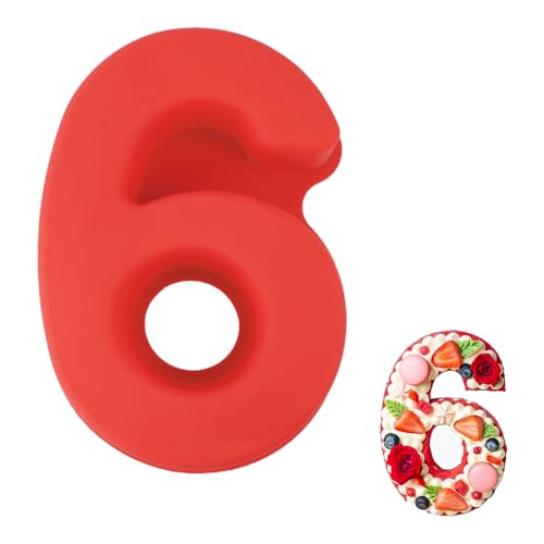 Vicloon Molde para Tartas de Números,Molde para Tartas con Número 6,Molde de Silicona para Tartas con Números Grandes en 3D para Cumpleaños, Festivales y Relaciones, Aniversario, Boda, Fiesta