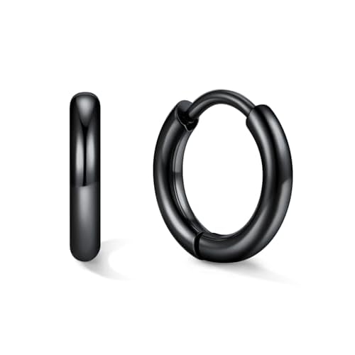 U7 Huggie Earrings, Small Hoop Earrings for Women, Hypoallergenic Stainless Steel Silver/Gold/Black Cartilage Earrings for Christmas Gift (7/8/9/10/12