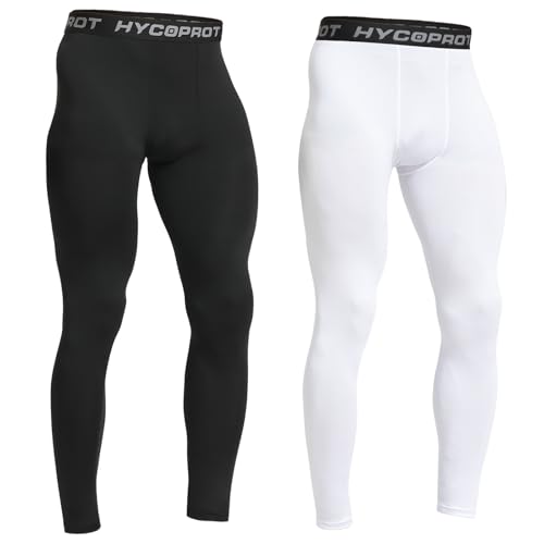 HYCOPROT Pantalon Compression 3/4 Homme - Leggings Sport Séchage Rapide Basketball Fitness
